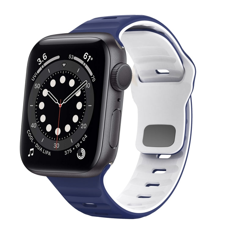 สายรัดนาฬิกาซิลิโคนแบบหัวเข็มขัดกลับลายคลื่น สำหรับ Apple Watch Series 6 ขนาด 40 มม., สำหรับ Apple Watch Series 6 ขนาด 44 มม., สำหรับ Apple Watch Series 5 ขนาด 44 มม., สำหรับ Apple Watch Series 5 ขนาด 40 มม.