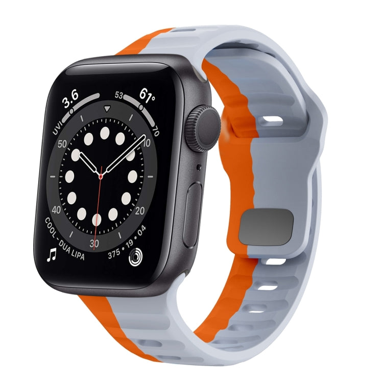 สายรัดนาฬิกาซิลิโคนแบบหัวเข็มขัดกลับลายคลื่น สำหรับ Apple Watch Series 6 ขนาด 40 มม., สำหรับ Apple Watch Series 6 ขนาด 44 มม., สำหรับ Apple Watch Series 5 ขนาด 44 มม., สำหรับ Apple Watch Series 5 ขนาด 40 มม.
