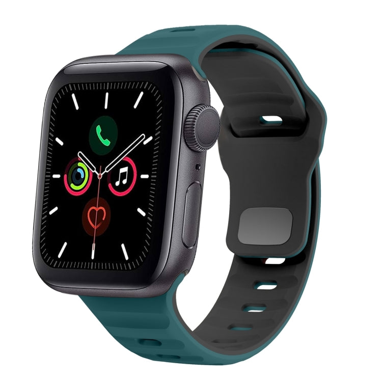 สายรัดนาฬิกาซิลิโคนแบบหัวเข็มขัดกลับลายคลื่น สำหรับ Apple Watch Series 6 ขนาด 40 มม., สำหรับ Apple Watch Series 6 ขนาด 44 มม., สำหรับ Apple Watch Series 5 ขนาด 44 มม., สำหรับ Apple Watch Series 5 ขนาด 40 มม.