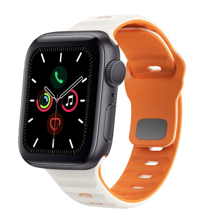 สายรัดนาฬิกาซิลิโคนแบบหัวเข็มขัดกลับลายคลื่น สำหรับ Apple Watch Series 6 ขนาด 40 มม., สำหรับ Apple Watch Series 6 ขนาด 44 มม., สำหรับ Apple Watch Series 5 ขนาด 44 มม., สำหรับ Apple Watch Series 5 ขนาด 40 มม.
