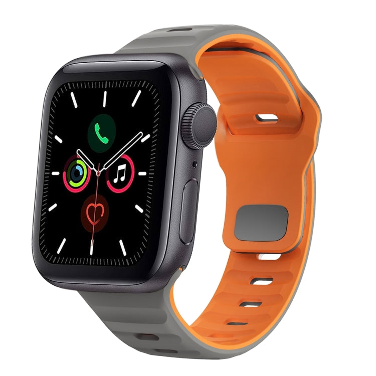 สายรัดนาฬิกาซิลิโคนแบบหัวเข็มขัดกลับลายคลื่น สำหรับ Apple Watch Series 6 ขนาด 40 มม., สำหรับ Apple Watch Series 6 ขนาด 44 มม., สำหรับ Apple Watch Series 5 ขนาด 44 มม., สำหรับ Apple Watch Series 5 ขนาด 40 มม.