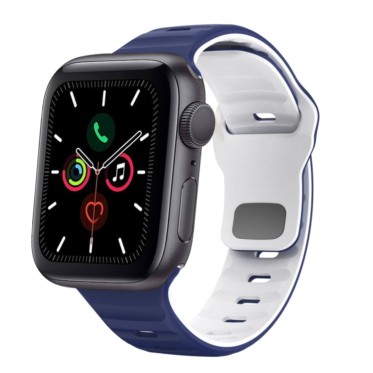 สายรัดนาฬิกาซิลิโคนแบบหัวเข็มขัดกลับลายคลื่น สำหรับ Apple Watch Series 6 ขนาด 40 มม., สำหรับ Apple Watch Series 6 ขนาด 44 มม., สำหรับ Apple Watch Series 5 ขนาด 44 มม., สำหรับ Apple Watch Series 5 ขนาด 40 มม.