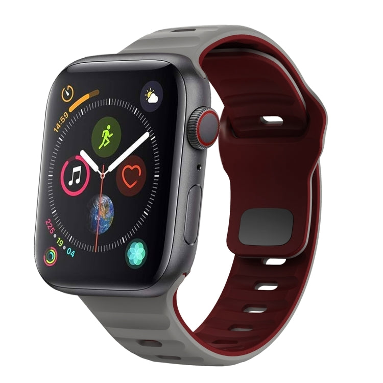 สายรัดนาฬิกาซิลิโคนแบบหัวเข็มขัดกลับลายคลื่น สำหรับ Apple Watch Series 4 ขนาด 44 มม., สำหรับ Apple Watch Series 4 ขนาด 40 มม., สำหรับ Apple Watch Series 3 ขนาด 38 มม., สำหรับ Apple Watch Series 3 ขนาด 42 มม.