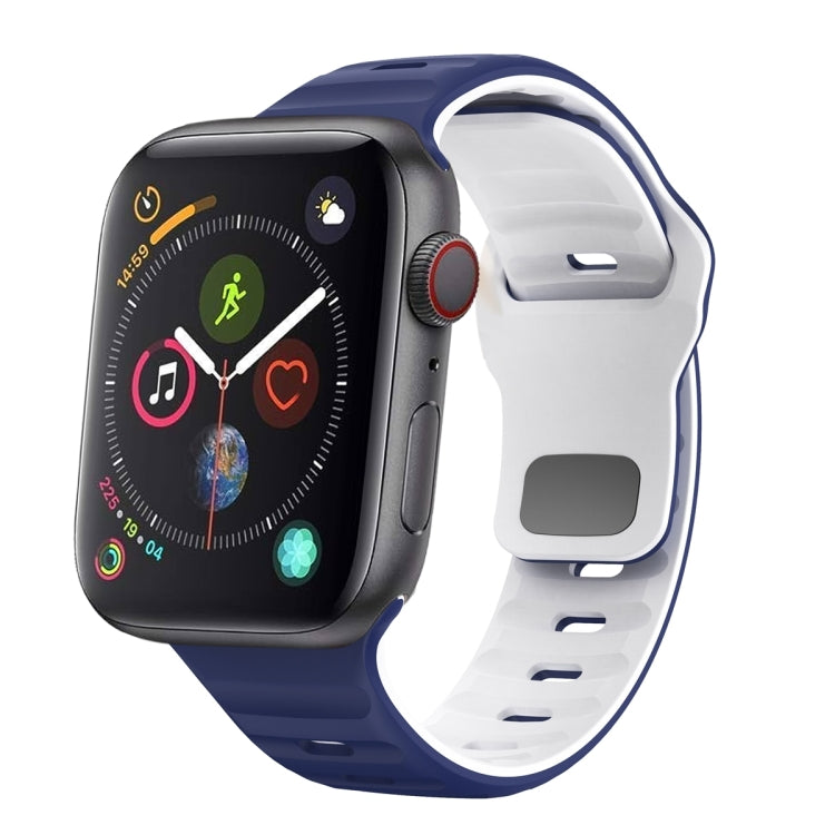 สายรัดนาฬิกาซิลิโคนแบบหัวเข็มขัดกลับลายคลื่น สำหรับ Apple Watch Series 4 ขนาด 44 มม., สำหรับ Apple Watch Series 4 ขนาด 40 มม., สำหรับ Apple Watch Series 3 ขนาด 38 มม., สำหรับ Apple Watch Series 3 ขนาด 42 มม.