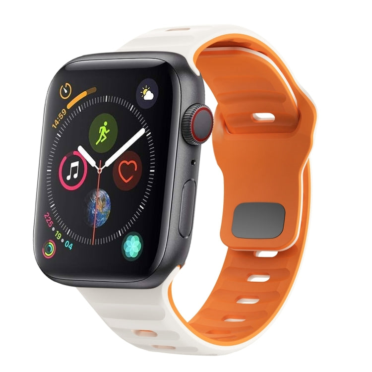 สายรัดนาฬิกาซิลิโคนแบบหัวเข็มขัดกลับลายคลื่น สำหรับ Apple Watch Series 4 ขนาด 44 มม., สำหรับ Apple Watch Series 4 ขนาด 40 มม., สำหรับ Apple Watch Series 3 ขนาด 38 มม., สำหรับ Apple Watch Series 3 ขนาด 42 มม.