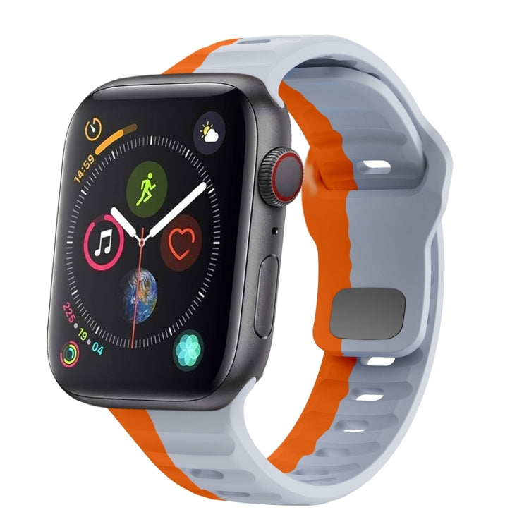 สายรัดนาฬิกาซิลิโคนแบบหัวเข็มขัดกลับลายคลื่น สำหรับ Apple Watch Series 4 ขนาด 44 มม., สำหรับ Apple Watch Series 4 ขนาด 40 มม., สำหรับ Apple Watch Series 3 ขนาด 38 มม., สำหรับ Apple Watch Series 3 ขนาด 42 มม.