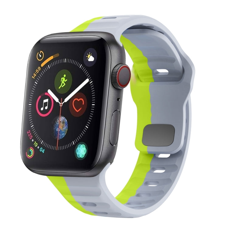 สายรัดนาฬิกาซิลิโคนแบบหัวเข็มขัดกลับลายคลื่น สำหรับ Apple Watch Series 4 ขนาด 44 มม., สำหรับ Apple Watch Series 4 ขนาด 40 มม., สำหรับ Apple Watch Series 3 ขนาด 38 มม., สำหรับ Apple Watch Series 3 ขนาด 42 มม.