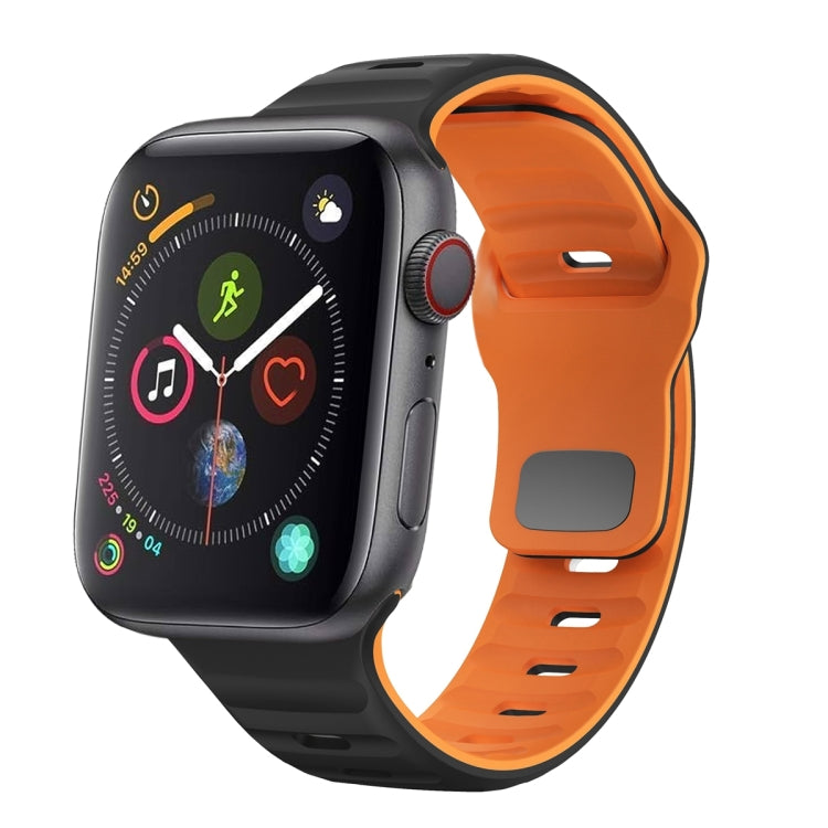 สายรัดนาฬิกาซิลิโคนแบบหัวเข็มขัดกลับลายคลื่น สำหรับ Apple Watch Series 4 ขนาด 44 มม., สำหรับ Apple Watch Series 4 ขนาด 40 มม., สำหรับ Apple Watch Series 3 ขนาด 38 มม., สำหรับ Apple Watch Series 3 ขนาด 42 มม.