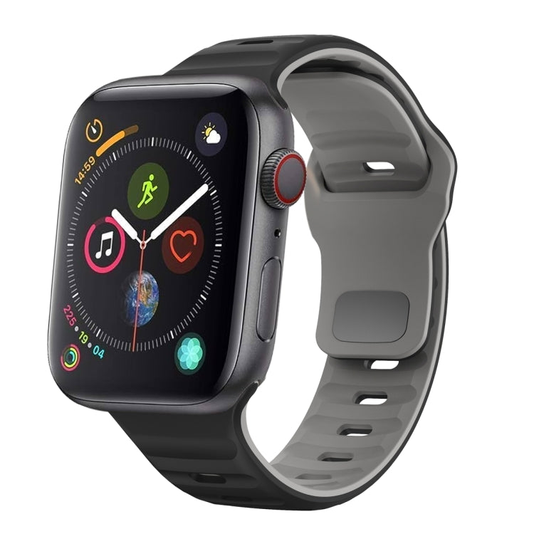 สายรัดนาฬิกาซิลิโคนแบบหัวเข็มขัดกลับลายคลื่น สำหรับ Apple Watch Series 4 ขนาด 44 มม., สำหรับ Apple Watch Series 4 ขนาด 40 มม., สำหรับ Apple Watch Series 3 ขนาด 38 มม., สำหรับ Apple Watch Series 3 ขนาด 42 มม.
