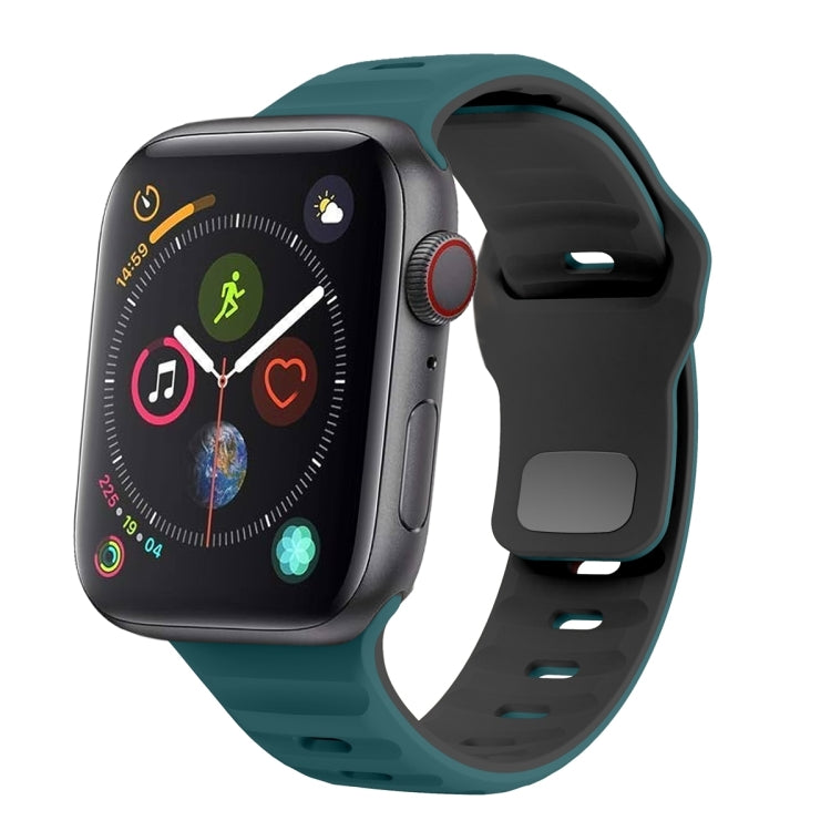 สายรัดนาฬิกาซิลิโคนแบบหัวเข็มขัดกลับลายคลื่น สำหรับ Apple Watch Series 4 ขนาด 44 มม., สำหรับ Apple Watch Series 4 ขนาด 40 มม., สำหรับ Apple Watch Series 3 ขนาด 38 มม., สำหรับ Apple Watch Series 3 ขนาด 42 มม.
