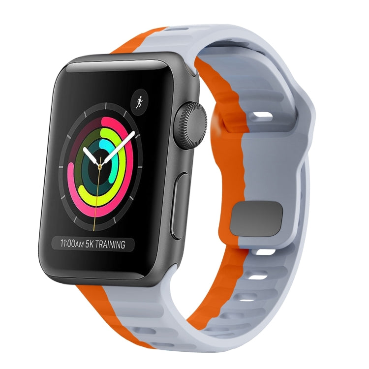 สายรัดนาฬิกาซิลิโคนแบบหัวเข็มขัดกลับลายคลื่น สำหรับ Apple Watch Series 4 ขนาด 44 มม., สำหรับ Apple Watch Series 4 ขนาด 40 มม., สำหรับ Apple Watch Series 3 ขนาด 38 มม., สำหรับ Apple Watch Series 3 ขนาด 42 มม.