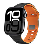 สายรัดนาฬิกาซิลิโคนแบบหัวเข็มขัดกลับลายคลื่น สำหรับ Apple Watch Series 10 ขนาด 46 มม., สำหรับ Apple Watch Series 10 ขนาด 42 มม., สำหรับ Apple Watch SE 2023 ขนาด 44 มม., สำหรับ Apple Watch SE 2023 ขนาด 40 มม.