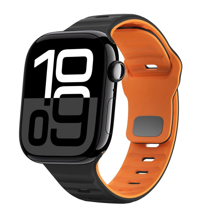สายรัดนาฬิกาซิลิโคนแบบหัวเข็มขัดกลับลายคลื่น สำหรับ Apple Watch Series 10 ขนาด 46 มม., สำหรับ Apple Watch Series 10 ขนาด 42 มม., สำหรับ Apple Watch SE 2023 ขนาด 44 มม., สำหรับ Apple Watch SE 2023 ขนาด 40 มม.
