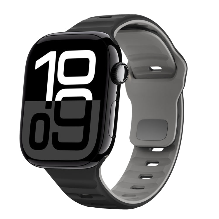 สายรัดนาฬิกาซิลิโคนแบบหัวเข็มขัดกลับลายคลื่น สำหรับ Apple Watch Series 10 ขนาด 46 มม., สำหรับ Apple Watch Series 10 ขนาด 42 มม., สำหรับ Apple Watch SE 2023 ขนาด 44 มม., สำหรับ Apple Watch SE 2023 ขนาด 40 มม.