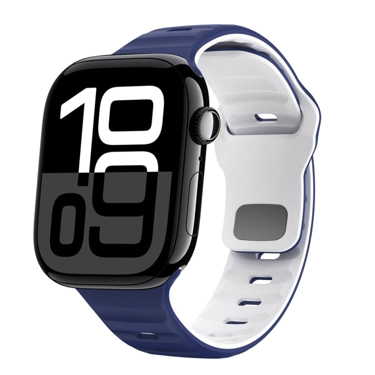 สายรัดนาฬิกาซิลิโคนแบบหัวเข็มขัดกลับลายคลื่น สำหรับ Apple Watch Series 10 ขนาด 46 มม., สำหรับ Apple Watch Series 10 ขนาด 42 มม., สำหรับ Apple Watch SE 2023 ขนาด 44 มม., สำหรับ Apple Watch SE 2023 ขนาด 40 มม.