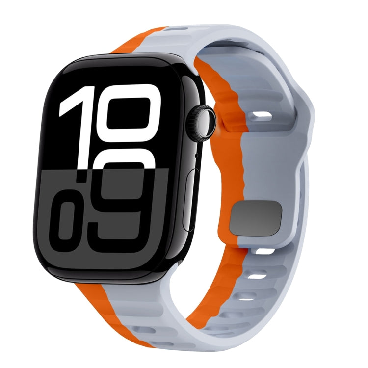 สายรัดนาฬิกาซิลิโคนแบบหัวเข็มขัดกลับลายคลื่น สำหรับ Apple Watch Series 10 ขนาด 46 มม., สำหรับ Apple Watch Series 10 ขนาด 42 มม., สำหรับ Apple Watch SE 2023 ขนาด 44 มม., สำหรับ Apple Watch SE 2023 ขนาด 40 มม.