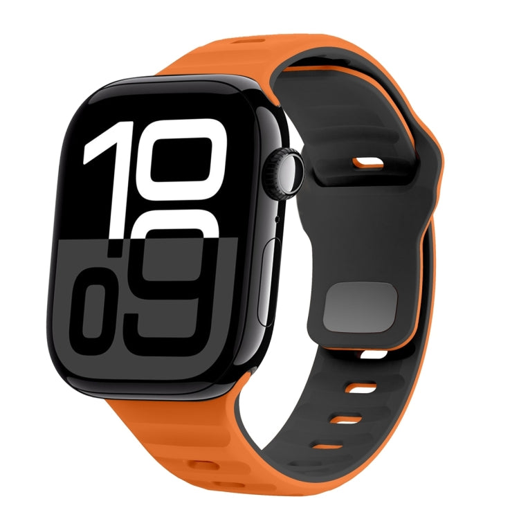 สายรัดนาฬิกาซิลิโคนแบบหัวเข็มขัดกลับลายคลื่น สำหรับ Apple Watch Series 10 ขนาด 46 มม., สำหรับ Apple Watch Series 10 ขนาด 42 มม., สำหรับ Apple Watch SE 2023 ขนาด 44 มม., สำหรับ Apple Watch SE 2023 ขนาด 40 มม.