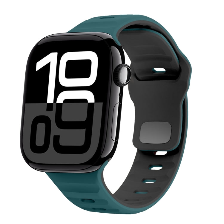 สายรัดนาฬิกาซิลิโคนแบบหัวเข็มขัดกลับลายคลื่น สำหรับ Apple Watch Series 10 ขนาด 46 มม., สำหรับ Apple Watch Series 10 ขนาด 42 มม., สำหรับ Apple Watch SE 2023 ขนาด 44 มม., สำหรับ Apple Watch SE 2023 ขนาด 40 มม.