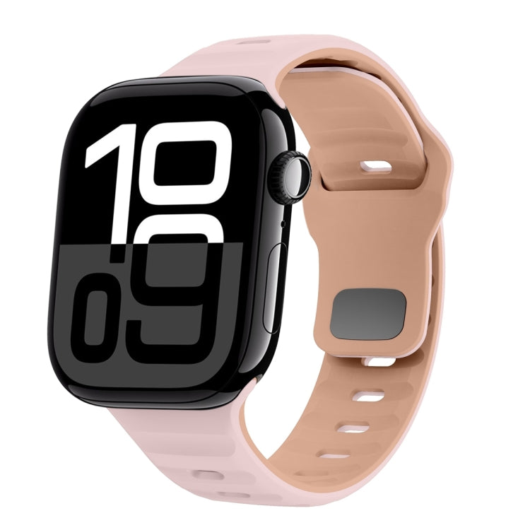 สายรัดนาฬิกาซิลิโคนแบบหัวเข็มขัดกลับลายคลื่น สำหรับ Apple Watch Series 10 ขนาด 46 มม., สำหรับ Apple Watch Series 10 ขนาด 42 มม., สำหรับ Apple Watch SE 2023 ขนาด 44 มม., สำหรับ Apple Watch SE 2023 ขนาด 40 มม.