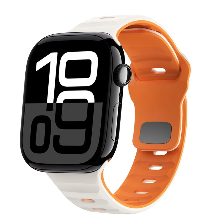 สายรัดนาฬิกาซิลิโคนแบบหัวเข็มขัดกลับลายคลื่น สำหรับ Apple Watch Series 10 ขนาด 46 มม., สำหรับ Apple Watch Series 10 ขนาด 42 มม., สำหรับ Apple Watch SE 2023 ขนาด 44 มม., สำหรับ Apple Watch SE 2023 ขนาด 40 มม.