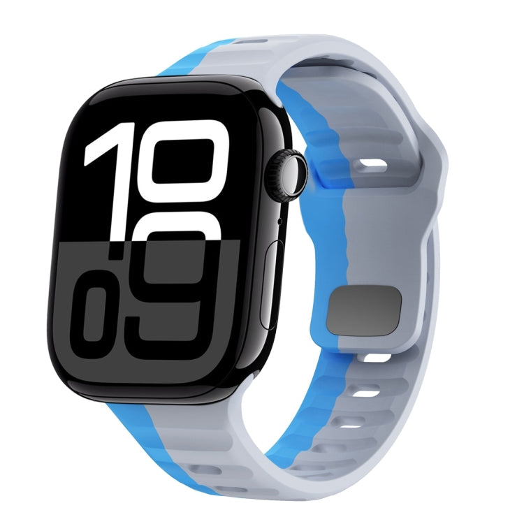 สายรัดนาฬิกาซิลิโคนแบบหัวเข็มขัดกลับลายคลื่น สำหรับ Apple Watch Series 10 ขนาด 46 มม., สำหรับ Apple Watch Series 10 ขนาด 42 มม., สำหรับ Apple Watch SE 2023 ขนาด 44 มม., สำหรับ Apple Watch SE 2023 ขนาด 40 มม.