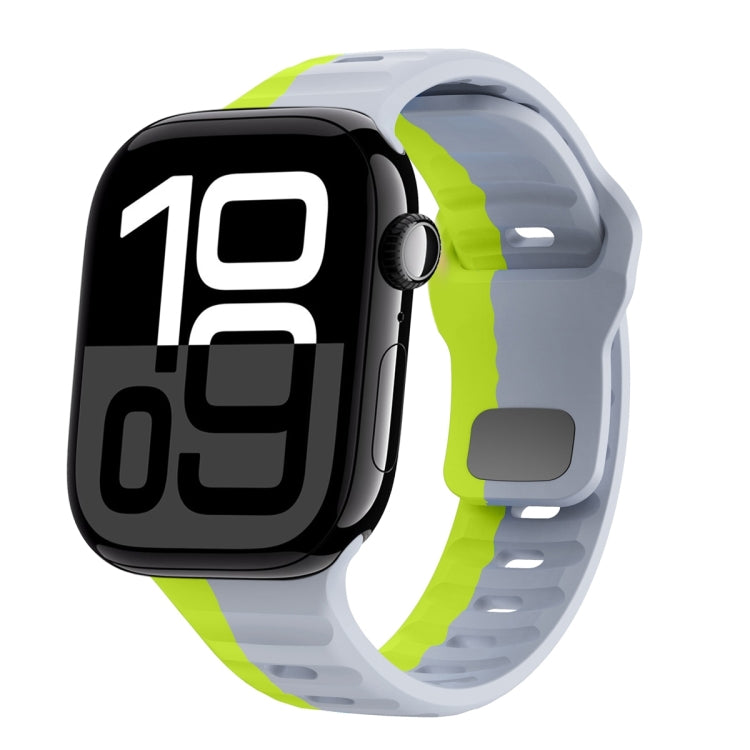 สายรัดนาฬิกาซิลิโคนแบบหัวเข็มขัดกลับลายคลื่น สำหรับ Apple Watch Series 10 ขนาด 46 มม., สำหรับ Apple Watch Series 10 ขนาด 42 มม., สำหรับ Apple Watch SE 2023 ขนาด 44 มม., สำหรับ Apple Watch SE 2023 ขนาด 40 มม.