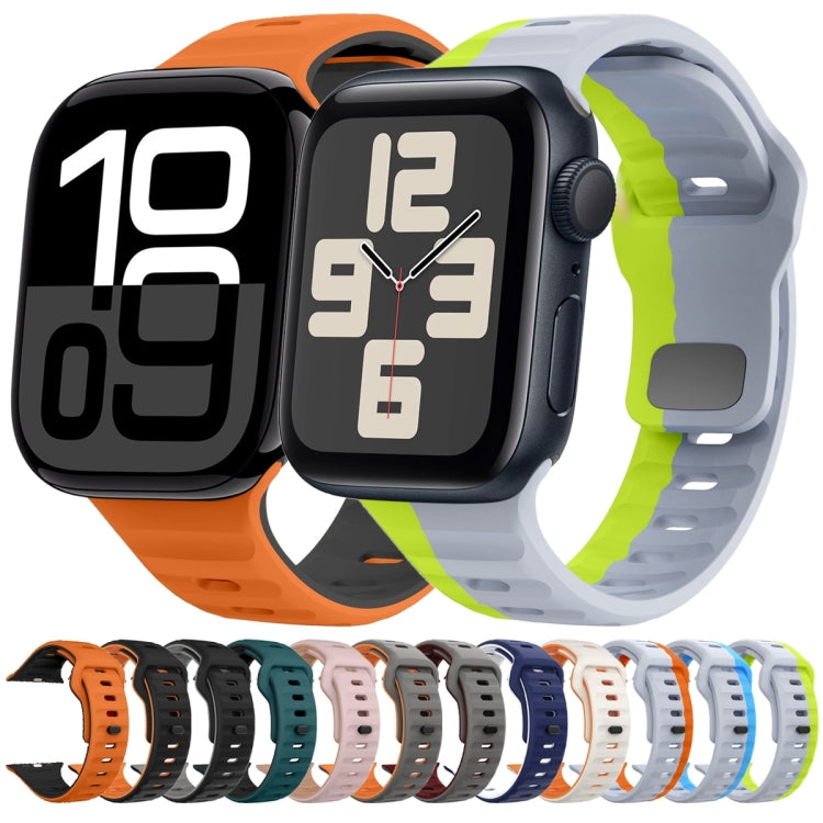 สายรัดนาฬิกาซิลิโคนแบบหัวเข็มขัดกลับลายคลื่น สำหรับ Apple Watch Series 8 ขนาด 41 มม., สำหรับ Apple Watch Series 8 ขนาด 45 มม., สำหรับ Apple Watch SE 2022 ขนาด 40 มม., สำหรับ Apple Watch SE 2022 ขนาด 44 มม.