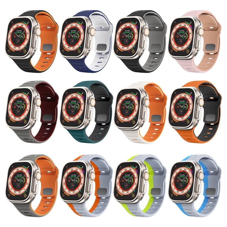 สายรัดนาฬิกาซิลิโคนแบบหัวเข็มขัดกลับลายคลื่น สำหรับ Apple Watch Series 8 ขนาด 41 มม., สำหรับ Apple Watch Series 8 ขนาด 45 มม., สำหรับ Apple Watch SE 2022 ขนาด 40 มม., สำหรับ Apple Watch SE 2022 ขนาด 44 มม.