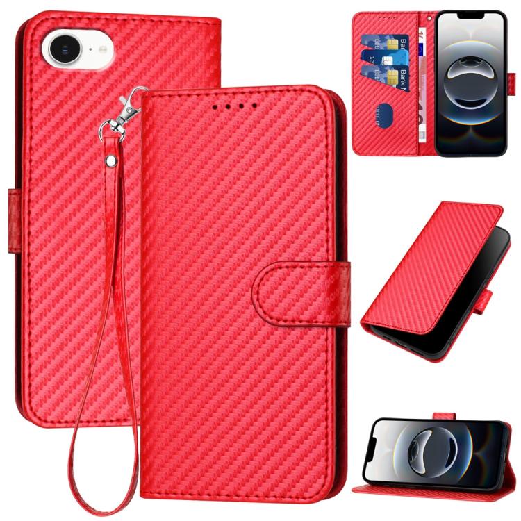 เคสโทรศัพท์หนังคาร์บอนไฟเบอร์พร้อมหัวเข็มขัด YX0070 พร้อมสายคล้อง สำหรับ iPhone 17e / 16e, สำหรับ iPhone 17 Pro Max, สำหรับ iPhone 17 Pro, สำหรับ iPhone 17, สำหรับ iPhone Air, สำหรับ iPhone 16 Pro Max