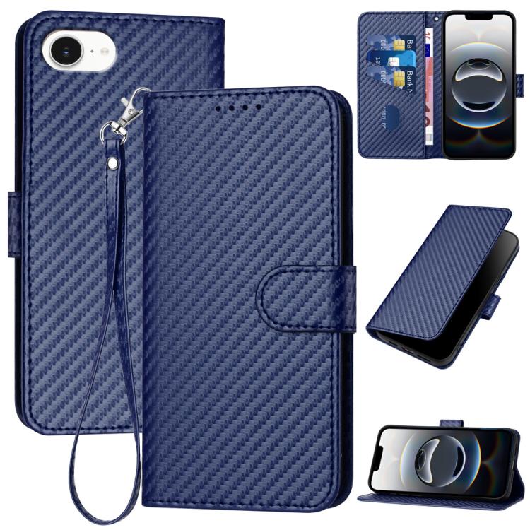เคสโทรศัพท์หนังคาร์บอนไฟเบอร์พร้อมหัวเข็มขัด YX0070 พร้อมสายคล้อง สำหรับ iPhone 17e / 16e, สำหรับ iPhone 17 Pro Max, สำหรับ iPhone 17 Pro, สำหรับ iPhone 17, สำหรับ iPhone Air, สำหรับ iPhone 16 Pro Max