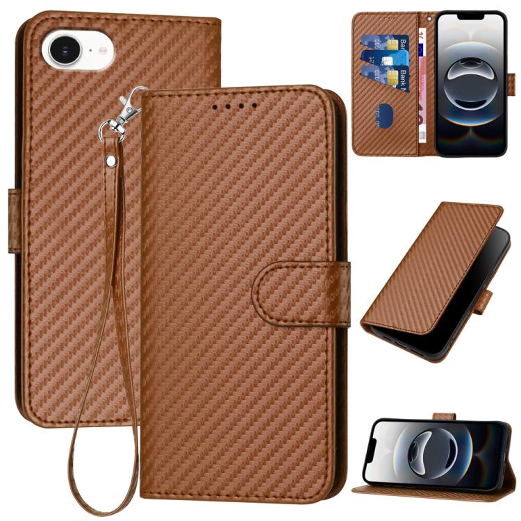 เคสโทรศัพท์หนังคาร์บอนไฟเบอร์พร้อมหัวเข็มขัด YX0070 พร้อมสายคล้อง สำหรับ iPhone 17e / 16e, สำหรับ iPhone 17 Pro Max, สำหรับ iPhone 17 Pro, สำหรับ iPhone 17, สำหรับ iPhone Air, สำหรับ iPhone 16 Pro Max
