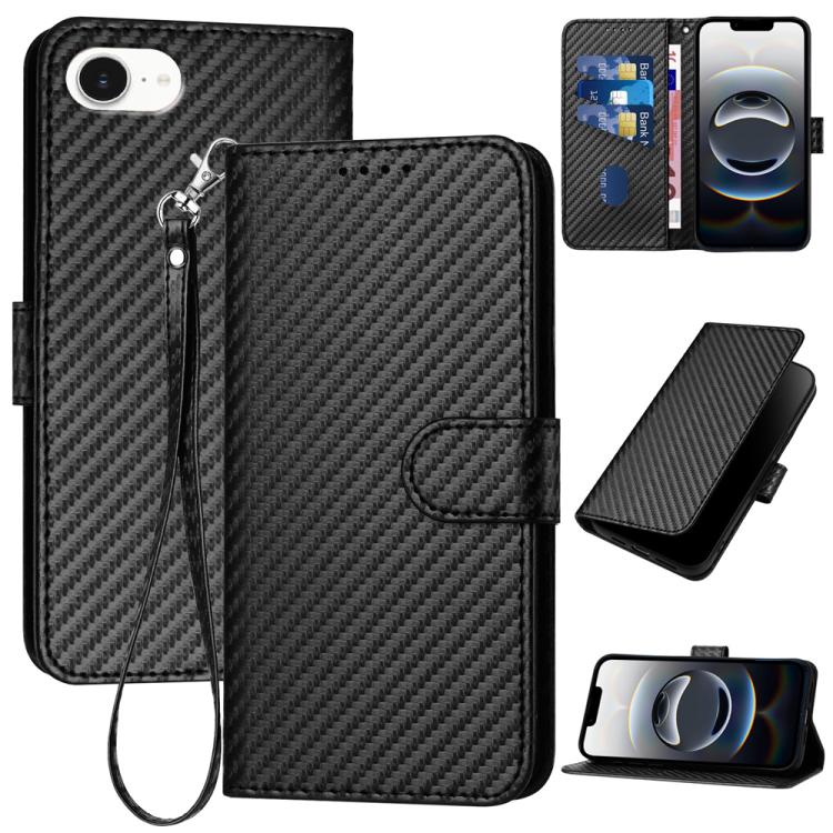 เคสโทรศัพท์หนังคาร์บอนไฟเบอร์พร้อมหัวเข็มขัด YX0070 พร้อมสายคล้อง สำหรับ iPhone 17e / 16e, สำหรับ iPhone 17 Pro Max, สำหรับ iPhone 17 Pro, สำหรับ iPhone 17, สำหรับ iPhone Air, สำหรับ iPhone 16 Pro Max