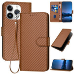 YX0070 Carbon Fiber Buckle Leather Phone Case with Lanyard, For iPhone 13 Pro Max, For iPhone 13 Pro, For iPhone 13, For iPhone 13 mini, For iPhone 12 / 12 Pro, For iPhone 12 Pro Max