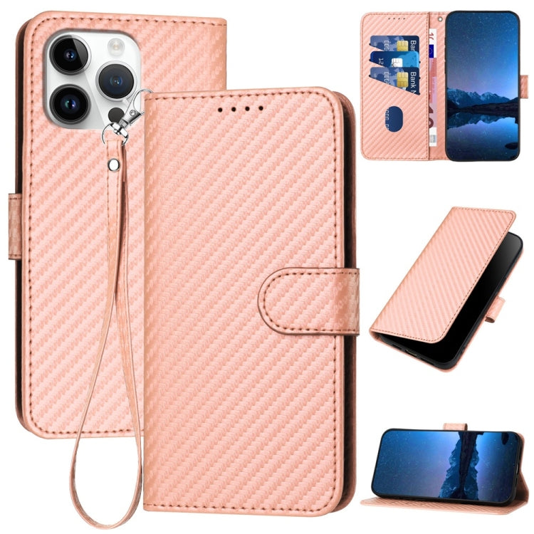 เคสโทรศัพท์หนังคาร์บอนไฟเบอร์พร้อมหัวเข็มขัด YX0070 พร้อมสายคล้อง สำหรับ iPhone 17e / 16e, สำหรับ iPhone 17 Pro Max, สำหรับ iPhone 17 Pro, สำหรับ iPhone 17, สำหรับ iPhone Air, สำหรับ iPhone 16 Pro Max
