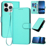เคสโทรศัพท์หนังคาร์บอนไฟเบอร์พร้อมหัวเข็มขัด YX0070 และสายคล้อง สำหรับ iPhone 16 Pro, สำหรับ iPhone 16 Plus, สำหรับ iPhone 16, สำหรับ iPhone 15 Pro Max, สำหรับ iPhone 15 Pro, สำหรับ iPhone 15 Plus