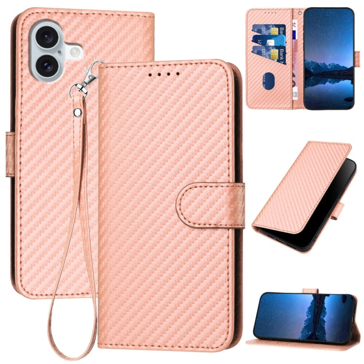 เคสโทรศัพท์หนังคาร์บอนไฟเบอร์พร้อมหัวเข็มขัด YX0070 และสายคล้อง สำหรับ iPhone 16 Pro, สำหรับ iPhone 16 Plus, สำหรับ iPhone 16, สำหรับ iPhone 15 Pro Max, สำหรับ iPhone 15 Pro, สำหรับ iPhone 15 Plus