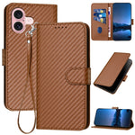 เคสโทรศัพท์หนังคาร์บอนไฟเบอร์พร้อมหัวเข็มขัด YX0070 และสายคล้อง สำหรับ iPhone 16 Pro, สำหรับ iPhone 16 Plus, สำหรับ iPhone 16, สำหรับ iPhone 15 Pro Max, สำหรับ iPhone 15 Pro, สำหรับ iPhone 15 Plus