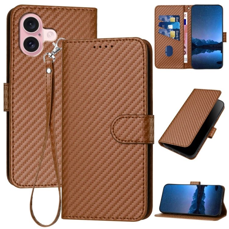เคสโทรศัพท์หนังคาร์บอนไฟเบอร์พร้อมหัวเข็มขัด YX0070 และสายคล้อง สำหรับ iPhone 16 Pro, สำหรับ iPhone 16 Plus, สำหรับ iPhone 16, สำหรับ iPhone 15 Pro Max, สำหรับ iPhone 15 Pro, สำหรับ iPhone 15 Plus