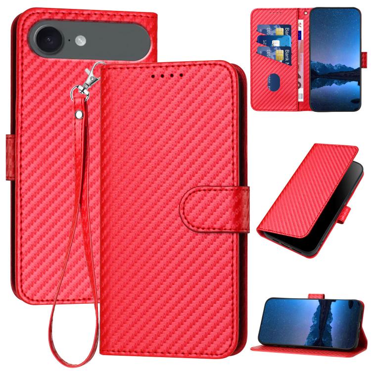 เคสโทรศัพท์หนังคาร์บอนไฟเบอร์พร้อมหัวเข็มขัด YX0070 พร้อมสายคล้อง สำหรับ iPhone 17e / 16e, สำหรับ iPhone 17 Pro Max, สำหรับ iPhone 17 Pro, สำหรับ iPhone 17, สำหรับ iPhone Air, สำหรับ iPhone 16 Pro Max