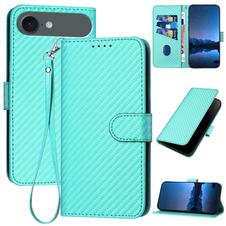 เคสโทรศัพท์หนังคาร์บอนไฟเบอร์พร้อมหัวเข็มขัด YX0070 พร้อมสายคล้อง สำหรับ iPhone 17e / 16e, สำหรับ iPhone 17 Pro Max, สำหรับ iPhone 17 Pro, สำหรับ iPhone 17, สำหรับ iPhone Air, สำหรับ iPhone 16 Pro Max