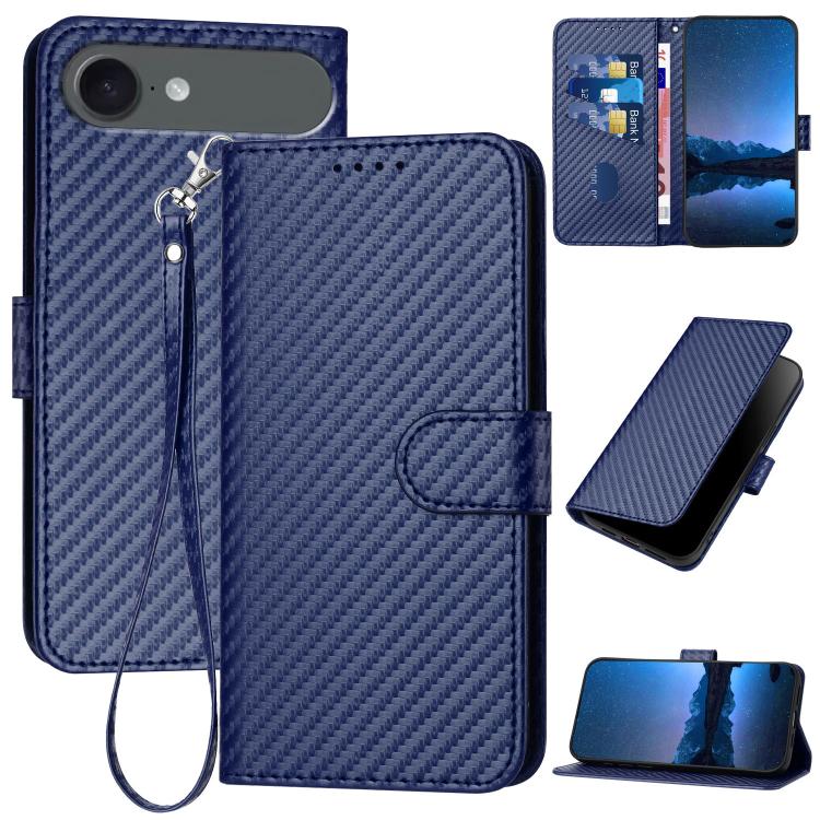 เคสโทรศัพท์หนังคาร์บอนไฟเบอร์พร้อมหัวเข็มขัด YX0070 พร้อมสายคล้อง สำหรับ iPhone 17e / 16e, สำหรับ iPhone 17 Pro Max, สำหรับ iPhone 17 Pro, สำหรับ iPhone 17, สำหรับ iPhone Air, สำหรับ iPhone 16 Pro Max