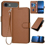 เคสโทรศัพท์หนังคาร์บอนไฟเบอร์พร้อมหัวเข็มขัด YX0070 พร้อมสายคล้อง สำหรับ iPhone 17e / 16e, สำหรับ iPhone 17 Pro Max, สำหรับ iPhone 17 Pro, สำหรับ iPhone 17, สำหรับ iPhone Air, สำหรับ iPhone 16 Pro Max
