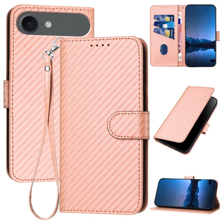 เคสโทรศัพท์หนังคาร์บอนไฟเบอร์พร้อมหัวเข็มขัด YX0070 พร้อมสายคล้อง สำหรับ iPhone 17e / 16e, สำหรับ iPhone 17 Pro Max, สำหรับ iPhone 17 Pro, สำหรับ iPhone 17, สำหรับ iPhone Air, สำหรับ iPhone 16 Pro Max