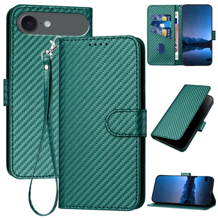 เคสโทรศัพท์หนังคาร์บอนไฟเบอร์พร้อมหัวเข็มขัด YX0070 พร้อมสายคล้อง สำหรับ iPhone 17e / 16e, สำหรับ iPhone 17 Pro Max, สำหรับ iPhone 17 Pro, สำหรับ iPhone 17, สำหรับ iPhone Air, สำหรับ iPhone 16 Pro Max