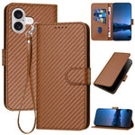 เคสโทรศัพท์หนังคาร์บอนไฟเบอร์พร้อมหัวเข็มขัด YX0070 พร้อมสายคล้อง สำหรับ iPhone 17e / 16e, สำหรับ iPhone 17 Pro Max, สำหรับ iPhone 17 Pro, สำหรับ iPhone 17, สำหรับ iPhone Air, สำหรับ iPhone 16 Pro Max