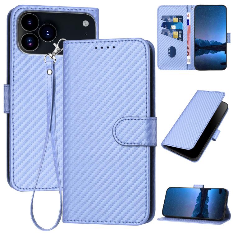 เคสโทรศัพท์หนังคาร์บอนไฟเบอร์พร้อมหัวเข็มขัด YX0070 พร้อมสายคล้อง สำหรับ iPhone 17e / 16e, สำหรับ iPhone 17 Pro Max, สำหรับ iPhone 17 Pro, สำหรับ iPhone 17, สำหรับ iPhone Air, สำหรับ iPhone 16 Pro Max