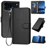 เคสโทรศัพท์หนังคาร์บอนไฟเบอร์พร้อมหัวเข็มขัด YX0070 พร้อมสายคล้อง สำหรับ iPhone 17e / 16e, สำหรับ iPhone 17 Pro Max, สำหรับ iPhone 17 Pro, สำหรับ iPhone 17, สำหรับ iPhone Air, สำหรับ iPhone 16 Pro Max