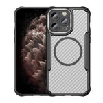 เคสโทรศัพท์โปร่งใสลายคาร์บอนไฟเบอร์ MagSafe สำหรับ iPhone 11 Pro