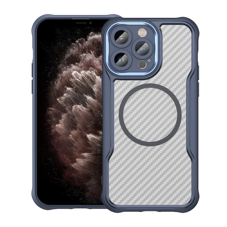 เคสโทรศัพท์โปร่งใสลายคาร์บอนไฟเบอร์ MagSafe สำหรับ iPhone 11 Pro