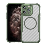 เคสโทรศัพท์โปร่งใสลายคาร์บอนไฟเบอร์ MagSafe สำหรับ iPhone 11 Pro